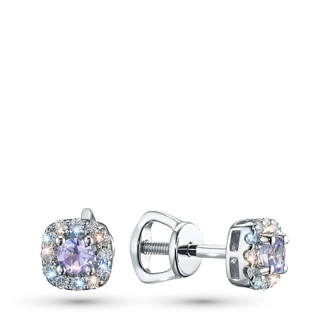 Пусеты из серебра с и танзанитами