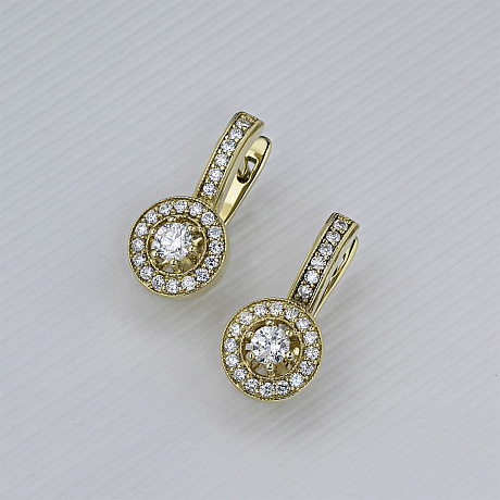 Серьги из желтого золота с бриллиантами