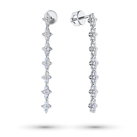 Пусеты из комбинированного золота с бриллиантами