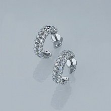 Пусеты из серебра c бриллиантами