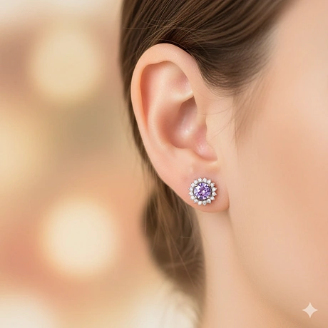 Пусеты из комбинированного золота с и танзанитами