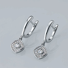 Серьги из серебра c бриллиантами
