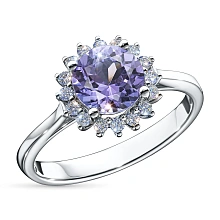 Кольцо из комбинированного золота с и танзанитом и бриллиантами