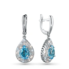 Серьги из комбинированного золота с и топазами и бриллиантами