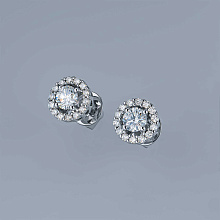 Пусеты из белого золота c бриллиантами