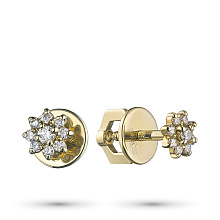 Пусеты из желтого золота с бриллиантами