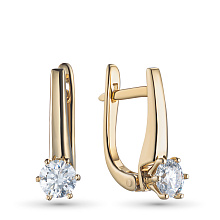 Серьги из желтого золота с бриллиантом