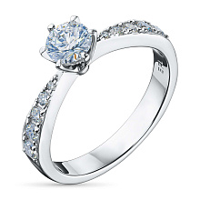 Кольцо из белого золота c бриллиантами выращенными