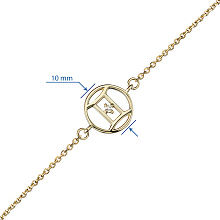 Браслет близнецы из желтого золота с бриллиантом