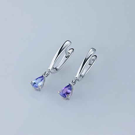 Серьги из серебра с танзанитами