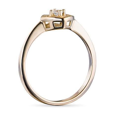 Классическое кольцо из желтого золота с бриллиантами