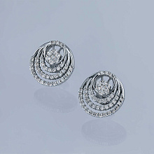 Пусеты из белого золота c бриллиантами