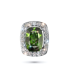 Подвеска из комбинированного золота с и хромдиопсидом и бриллиантами