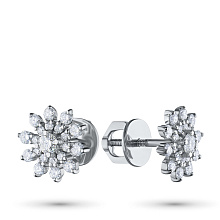 Пусеты из белого золота c бриллиантами