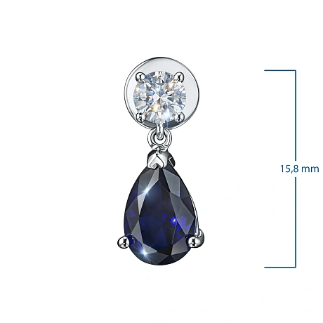 Пусеты из комбинированного золота с и сапфирами