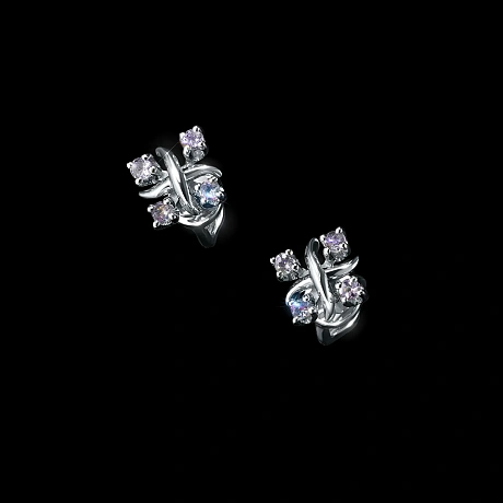 Пусеты из серебра с танзанитами