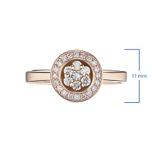 Кольцо из красного золота c бриллиантами