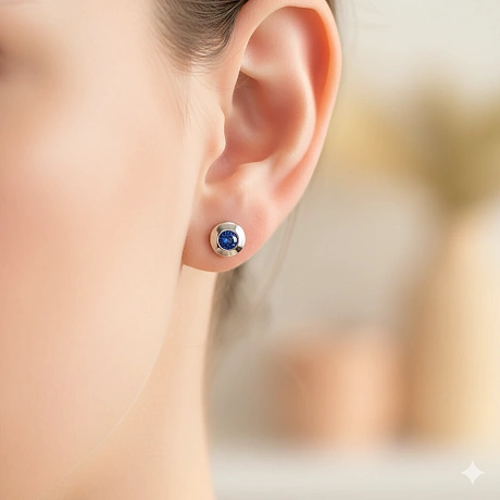 Пусеты из серебра с сапфирами