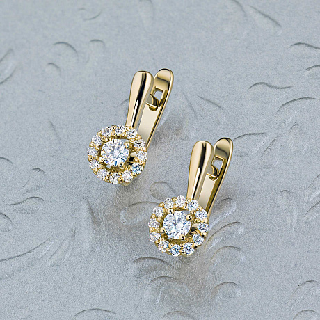 Серьги из желтого золота с бриллиантами