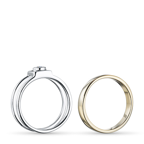 Обручальное кольцо из комбинированного золота с бриллиантом