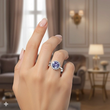 Кольцо из комбинированного золота с и танзанитом