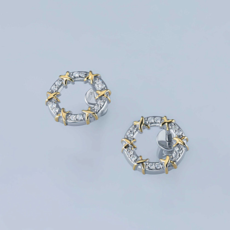 Пусеты из комбинированного золота