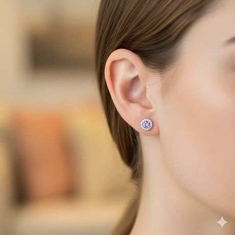 Пусеты из серебра с и танзанитами