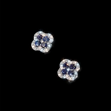 Пусеты из серебра с и сапфирами и бриллиантами