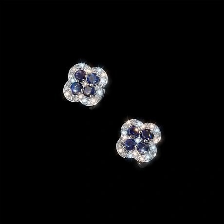 Пусеты из серебра с и сапфирами