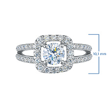 Классическое кольцо из белого золота c бриллиантами выращенными