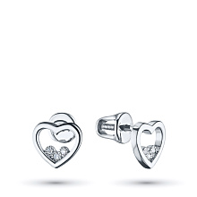 Пусеты из белого золота c бриллиантами