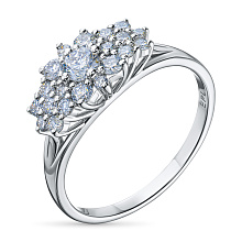 Классическое кольцо из белого золота c бриллиантами выращенными