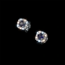 Пусеты из серебра с и сапфирами и бриллиантами