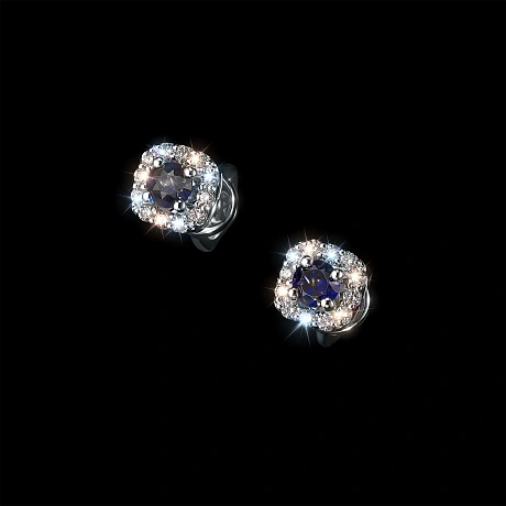 Пусеты из серебра с и сапфирами