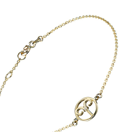 Браслет овен из желтого золота с бриллиантом