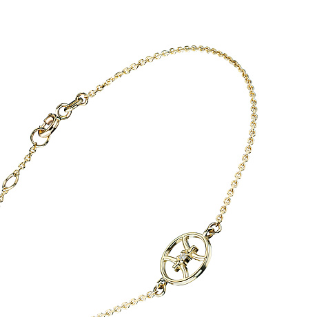 Браслет рыба из желтого золота с бриллиантом