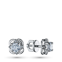 Пусеты из комбинированного золота c бриллиантами