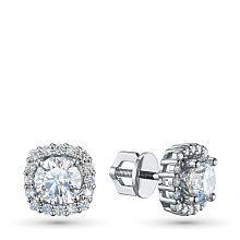 Пусеты из белого золота c бриллиантами