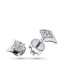 Пусеты из белого золота c бриллиантами