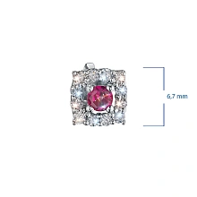 Пусеты из серебра с и рубинами и бриллиантами