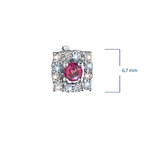 Пусеты из серебра с и рубинами
