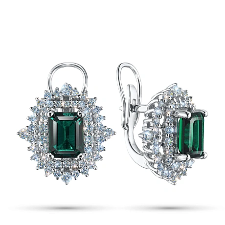 Серьги из комбинированного золота с и изумрудами