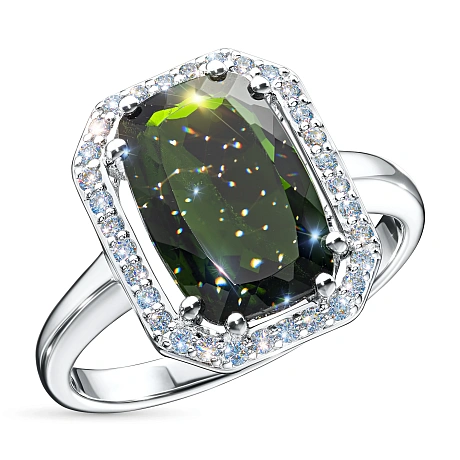 Кольцо из комбинированного золота с и хромдиопсидом