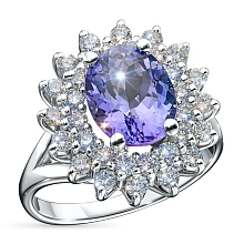 Кольцо из комбинированного золота с и танзанитом и бриллиантами