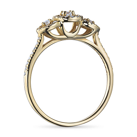 Классическое кольцо из желтого золота с бриллиантами