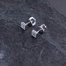 Пусеты из белого золота c бриллиантами