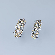 Серьги из комбинированного золота c бриллиантами