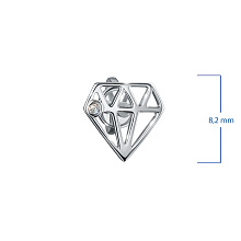 Пусеты из серебра с бриллиантом