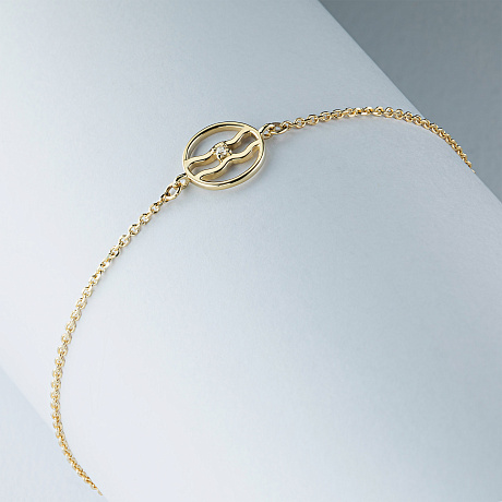 Браслет водолей из желтого золота с бриллиантом