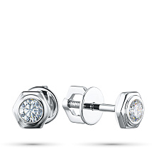 Пусеты из белого золота с бриллиантом